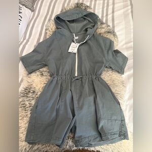 Zara Kids Army Green Hooded Bodysuit Romper